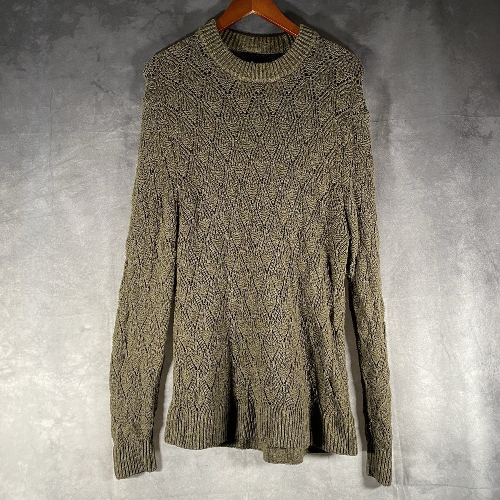 Abercrombie & Fitch Green Crochet Knit Tunic Sweater Long Sleeve Medium